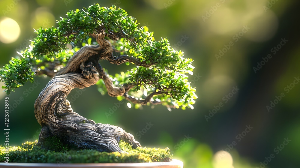 Fototapeta premium elegant bonsai tree peaceful indoor design idea