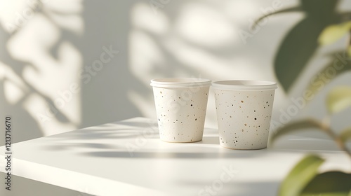 Elegant eco-friendly paper cup placed on a clean white surface creating a stylish product presentation