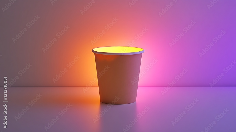Eco-friendly paper cup on a white surface illuminated for modern product marketing Eco-friendly paper cup on a white surface illuminated for modern product marketing