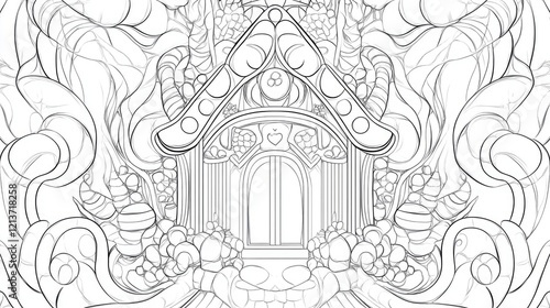 Wallpaper Mural Whimsical House Sketch: Art Deco Design Torontodigital.ca