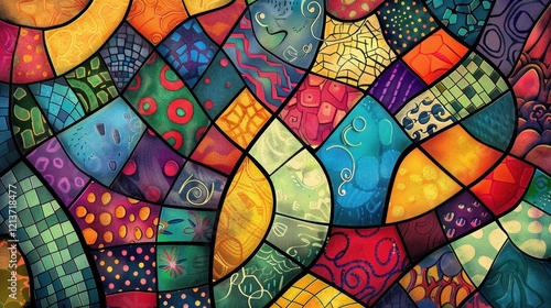 Colorful Abstract Background Illustration of Puzzle Game Design