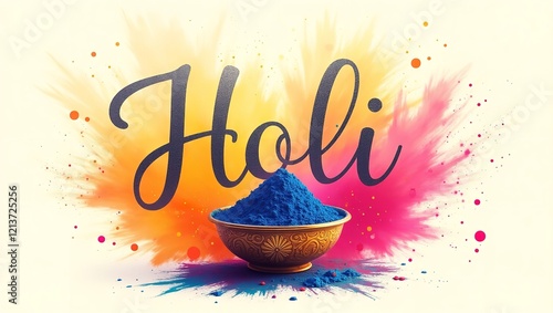 A Vibrant Holi 2025 Design Set Against A Warm Creamy Background photo