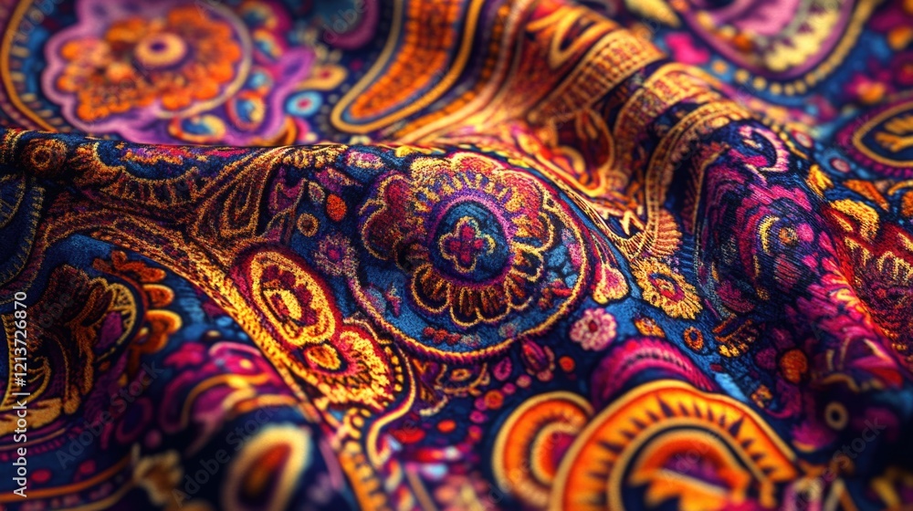 Paisley Print Fabric Close Up Paisley Print Fabric Close Up
