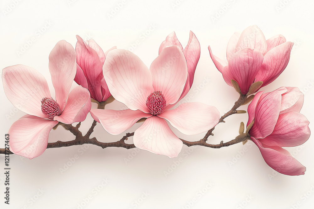Elegant Pink Magnolia Flowers Isolated on White Background, Perfect PNG Clipart for Transparent or Minimalist Designs Elegant Pink Magnolia Flowers Isolated on White Background, Perfect PNG Clipart for Transparent or Minimalist Designs