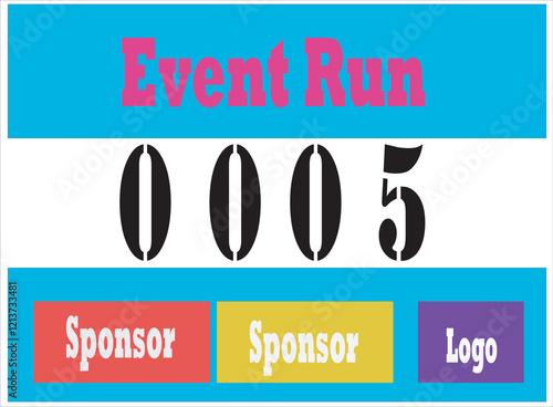 Blue colored marathon number bib isolated on white