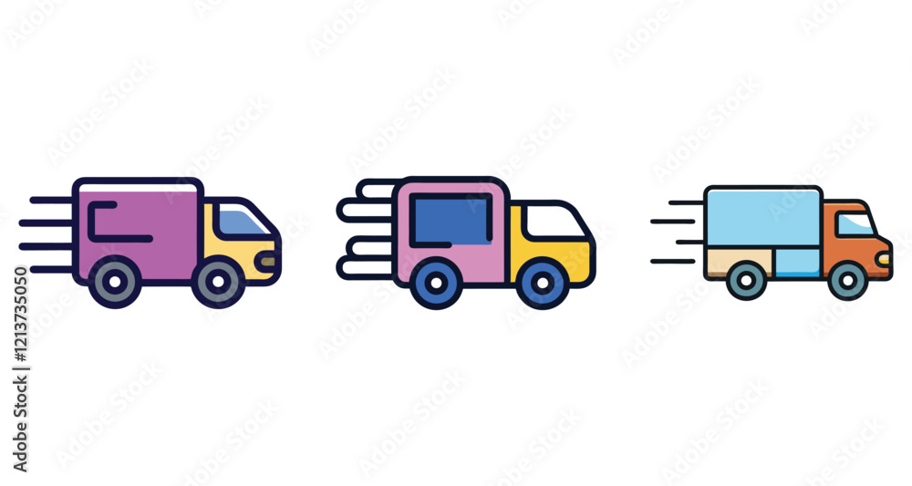 Delivery Trucks Icon Set Delivery Trucks Icon Set