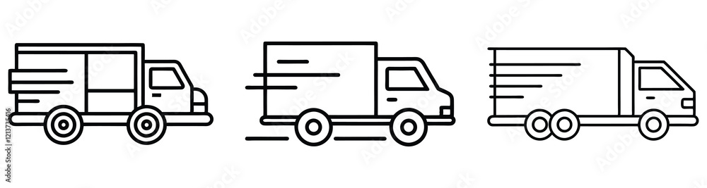 Vector Outline Delivery Trucks Icon set Vector Outline Delivery Trucks Icon set
