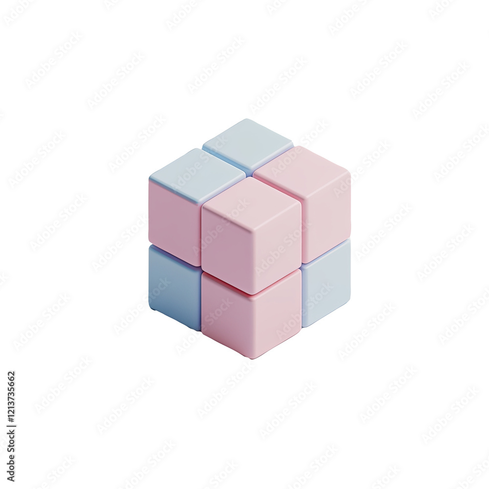 Obraz premium Pastel cube puzzle, white background, minimal design, website graphic