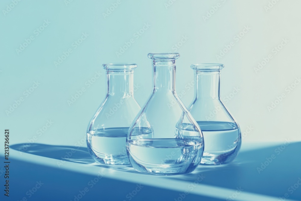Three glass vases with water Three glass vases with water