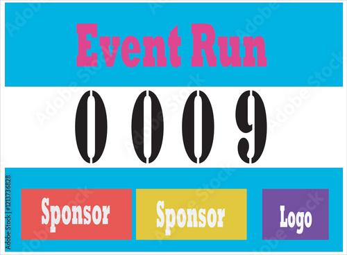 Blue colored marathon number bib isolated on white