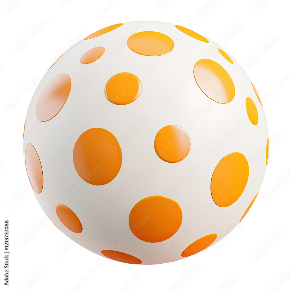 Fototapeta premium Orange-dotted sphere, 3D render, white background, design element
