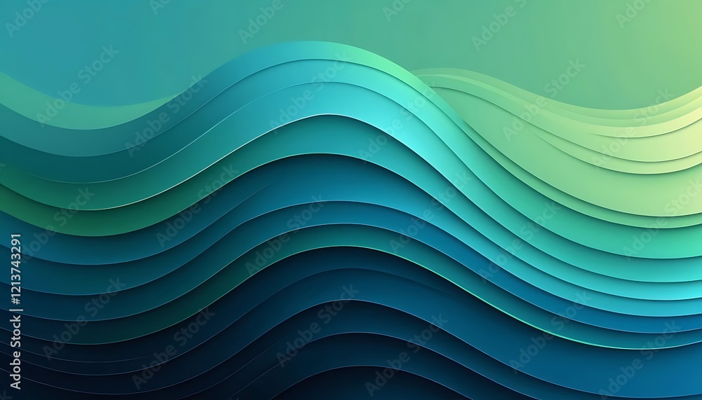 Abstract Teal Green Wave Layers Design Abstract Teal Green Wave Layers Design