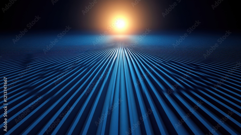 Fototapeta premium Minimalist blue background with radial lines for design, banner template. Featuring white space in the center of the page for text. Ideal for geometric abstract wallpapers with a sleek touch.