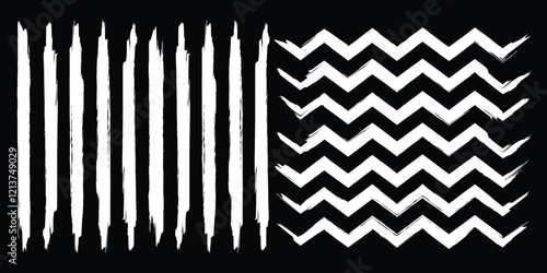 Set of painted chalk brushes. Hand drawn grunge lines on chalkboard painted chalk brushes. Vector illustration