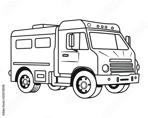 Fire Truck coloring page line art vector outline illustration