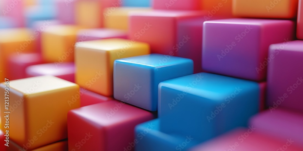 Obraz premium Abstract geometric blocks on a dark background, 3d render, Generative AI