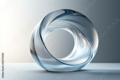 Abstract minimalist background design, wavy glass circle, 3d render, Generative AI