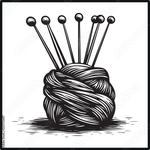 Yarn and Knitting Needles Silhouette