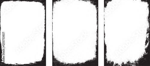 Frames in grunge style. Abstract rectangles with space for text. Grunge frame set with overlay paint brush stroke and halftone for photo collage,