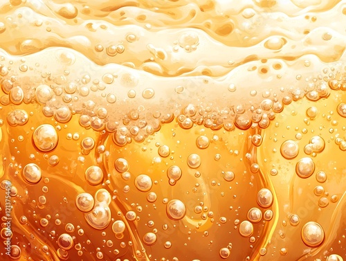 Wallpaper Mural Flowing Golden Light Beer with Vibrant Carbonation Bubbles and Frothy Foam in Full Frame Torontodigital.ca