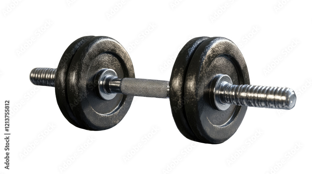 Fototapeta premium Iron Strength: A close-up shot of a heavy cast iron dumbbell, showcasing its rugged texture and solid construction, symbolizing strength, determination, and fitness.
