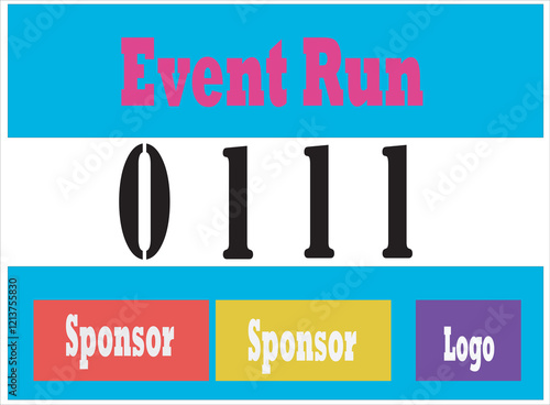 Blue colored marathon number bib isolated on white