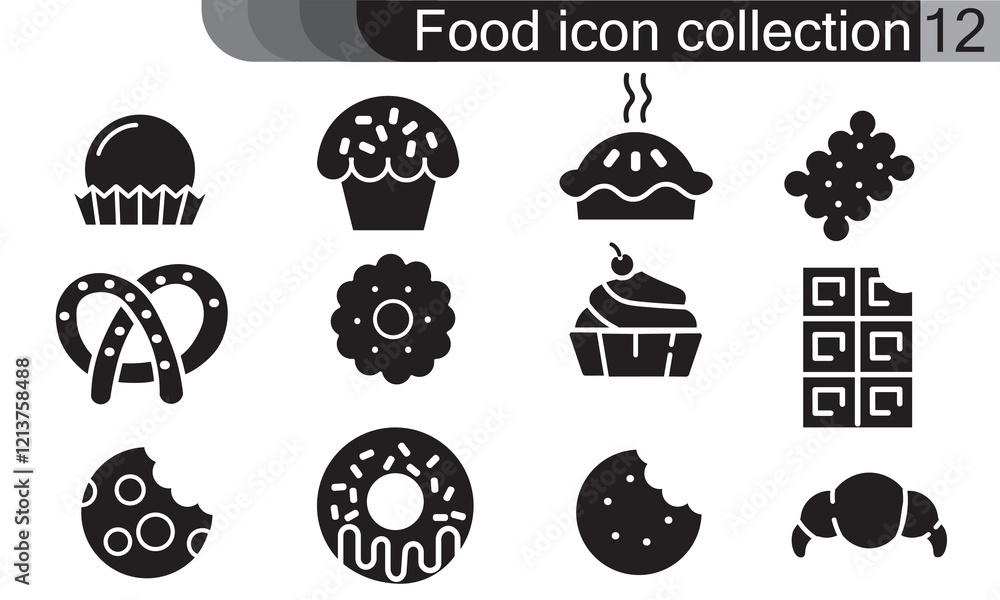 Food icon collection flat style vector illustration. Can be used for web, mobile apps and print media. Food icon collection flat style vector illustration. Can be used for web, mobile apps and print media.