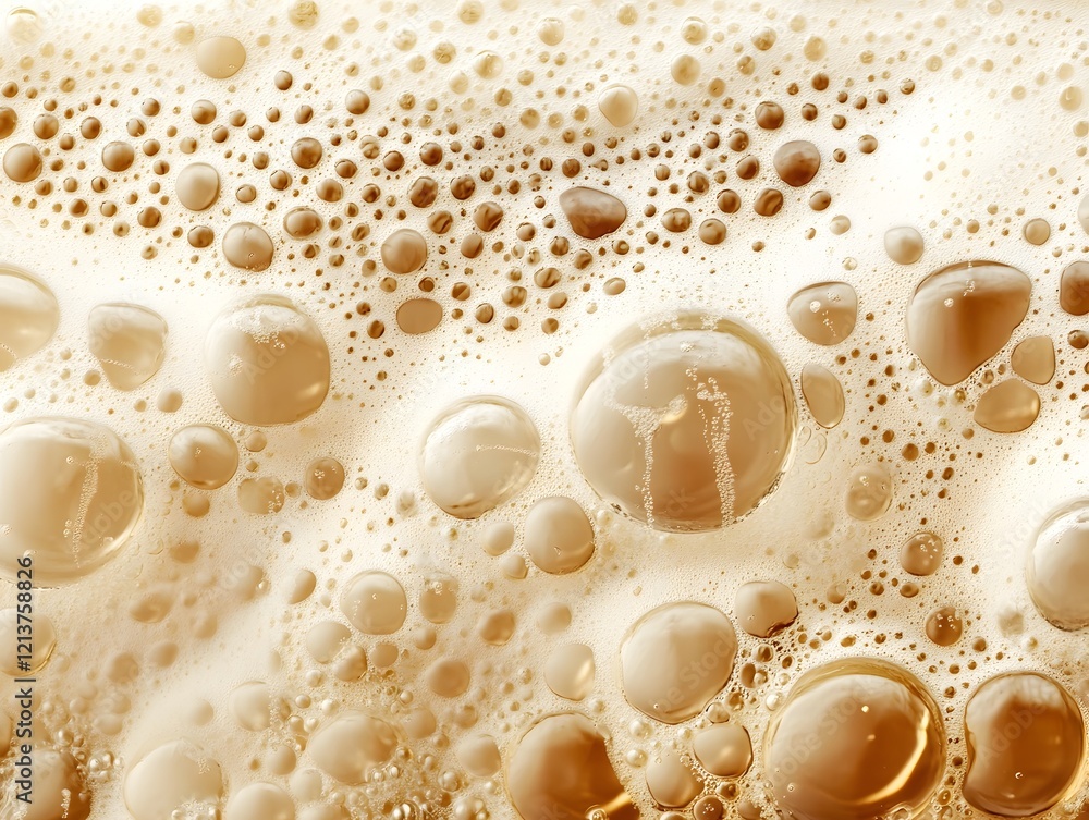 Flowing Amber Carbonation Bubbles and Foamy Beer Texture Flowing Amber Carbonation Bubbles and Foamy Beer Texture
