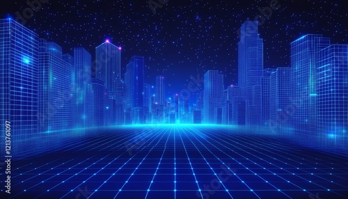 abstract blue city
