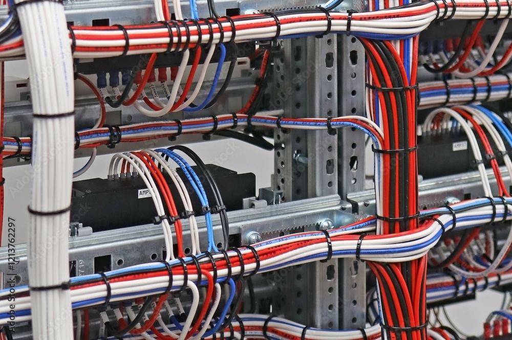 Electrical insulated copper mounting wires tied with nylon ties. Electrical insulated copper mounting wires tied with nylon ties.