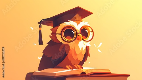 Class of graduation themed design featuring an owl, symbolizing academic achievement. photo