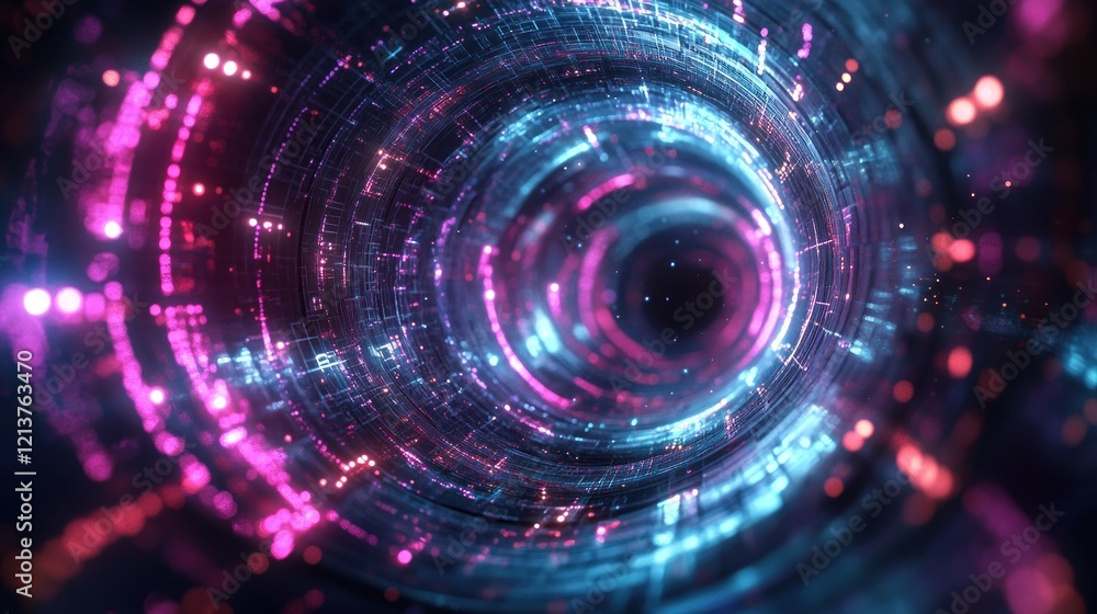 Neon swirl tunnel, digital art, vibrant background, website header Neon swirl tunnel, digital art, vibrant background, website header