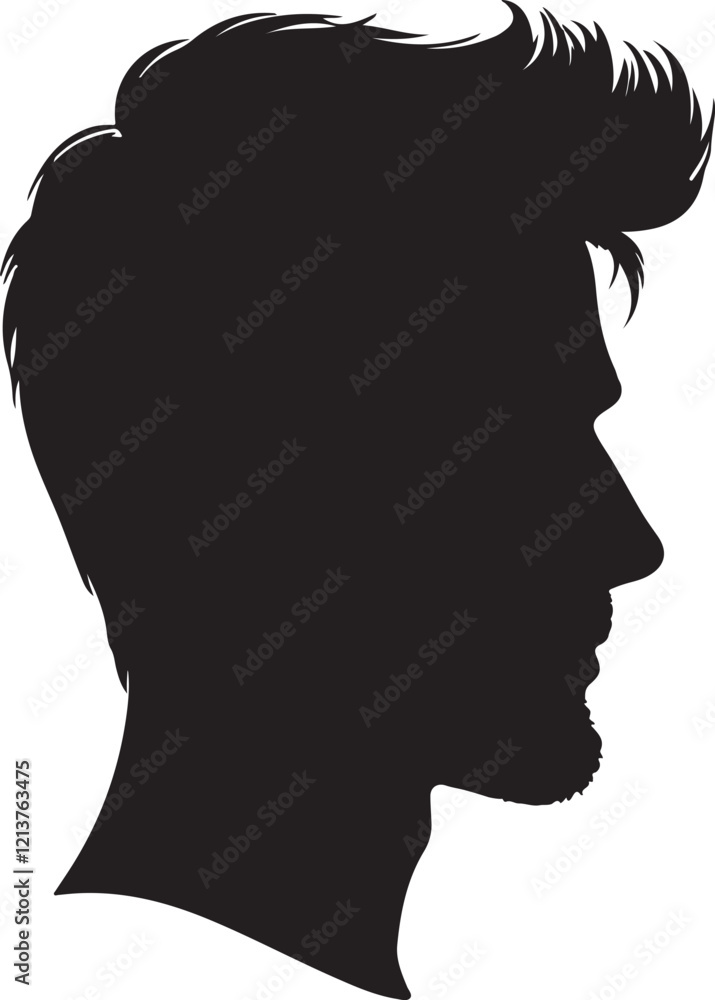 Man head full black Silhouette the white background
