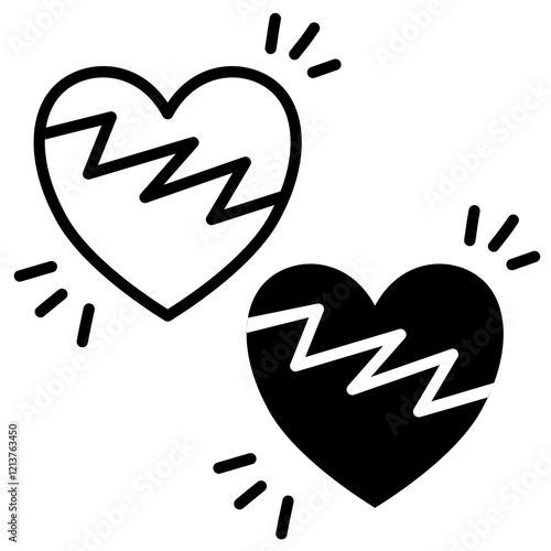 heartbreak outline and solid icon