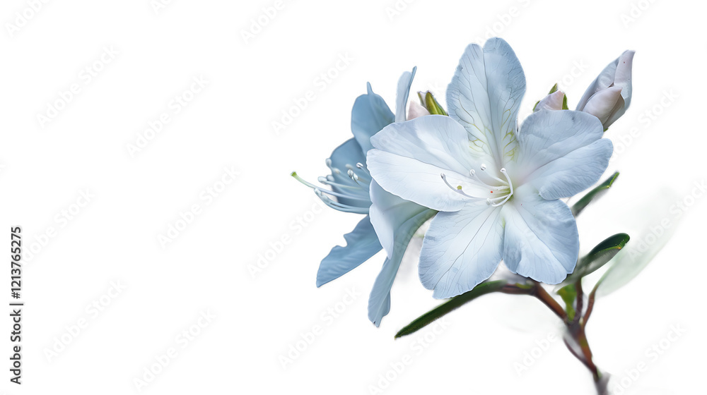 Fototapeta premium A delicate white azalea flower against a transparent background.
