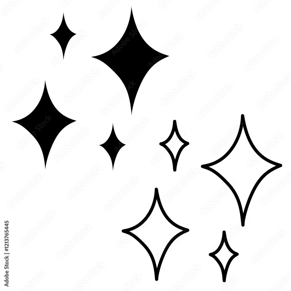 sparkle outline and solid icon sparkle outline and solid icon