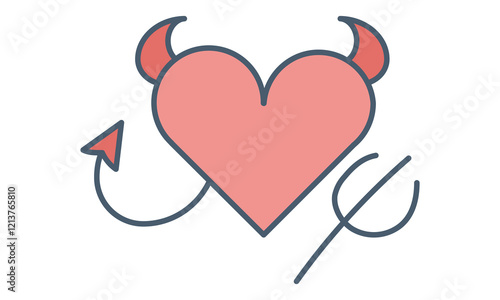 Evil heart icon simple romance element valentine vector image