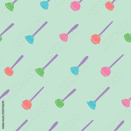 Collection of Plunger Vector Seamless Pattern illustration Design