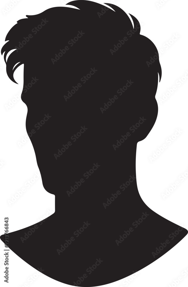 Man head full black Silhouette the white background Man head full black Silhouette the white background