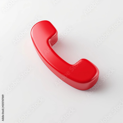 3D red call icon on white background
