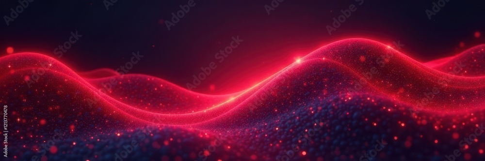 Obraz premium Abstract red wave, glowing gradient on dark textured background , background, wide