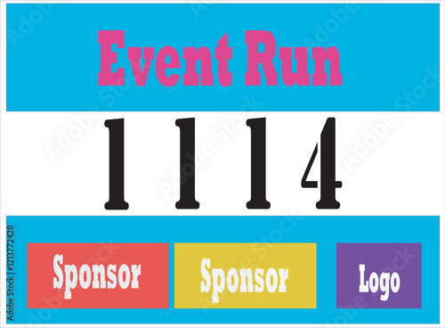 Blue colored marathon number bib isolated on white
