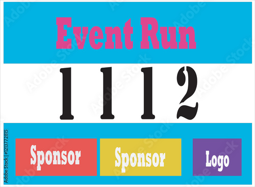 Blue colored marathon number bib isolated on white