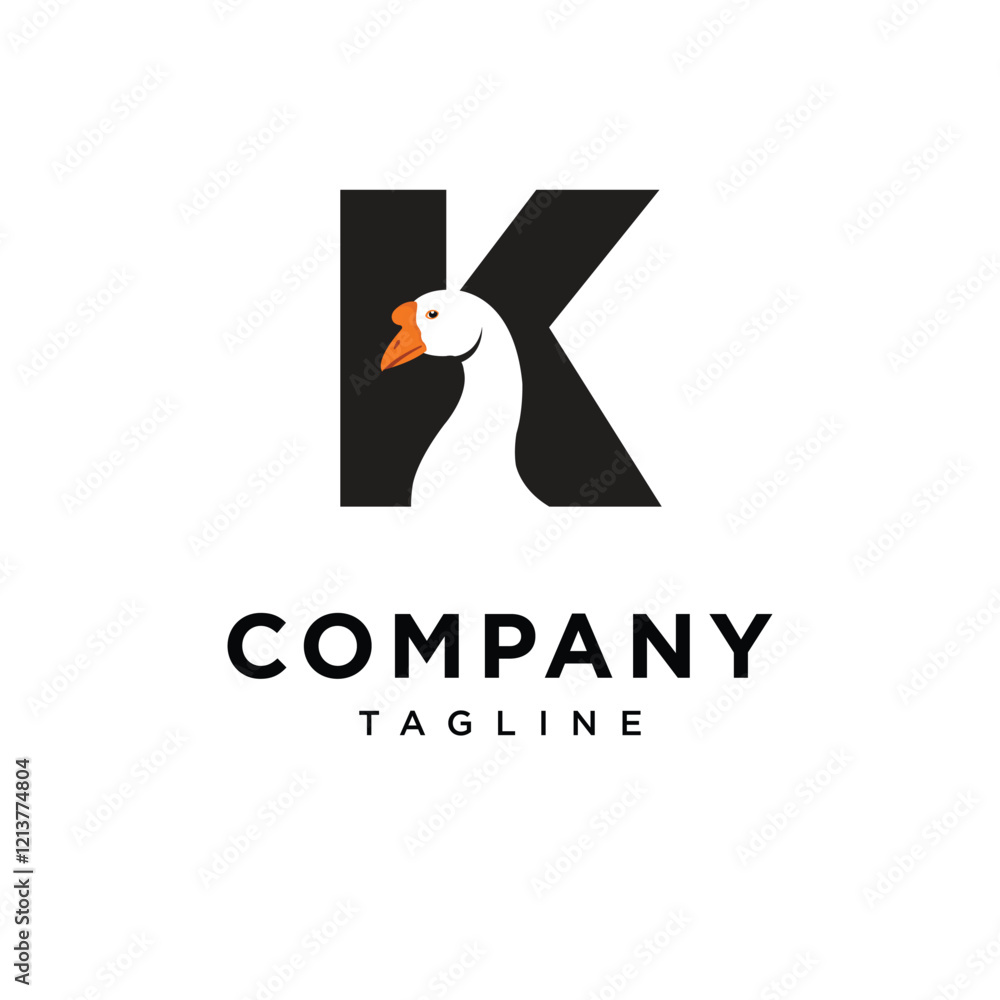 Obraz premium Letter K Goose Logo Icon Vector