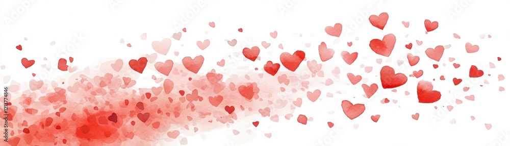 Obraz premium Romantic Watercolor Hearts Flying Background Design for Valentine s Day