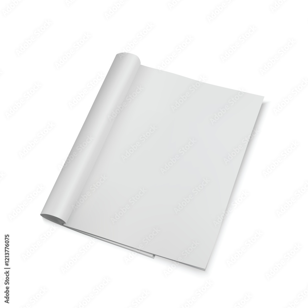 Blank White Rolled Paper Sheet Mockup for Design or Print Vector Blank White Rolled Paper Sheet Mockup for Design or Print Vector