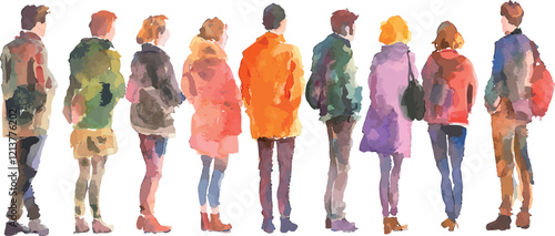 Group people diversity. Silhouette profile of men women children teenagers elderly. Various people of different ages. Different cultures. Racial equality concept. Multicultural society cute soft