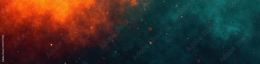 Fototapeta premium Dark orange, teal, black gradient banner Glowing noise texture , texture, gradient