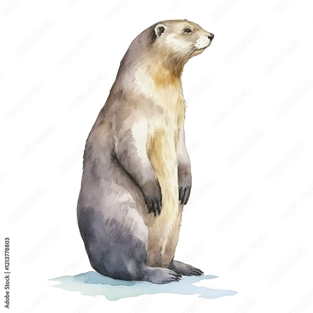 Fototapeta premium watercolor Otter isolated white background
