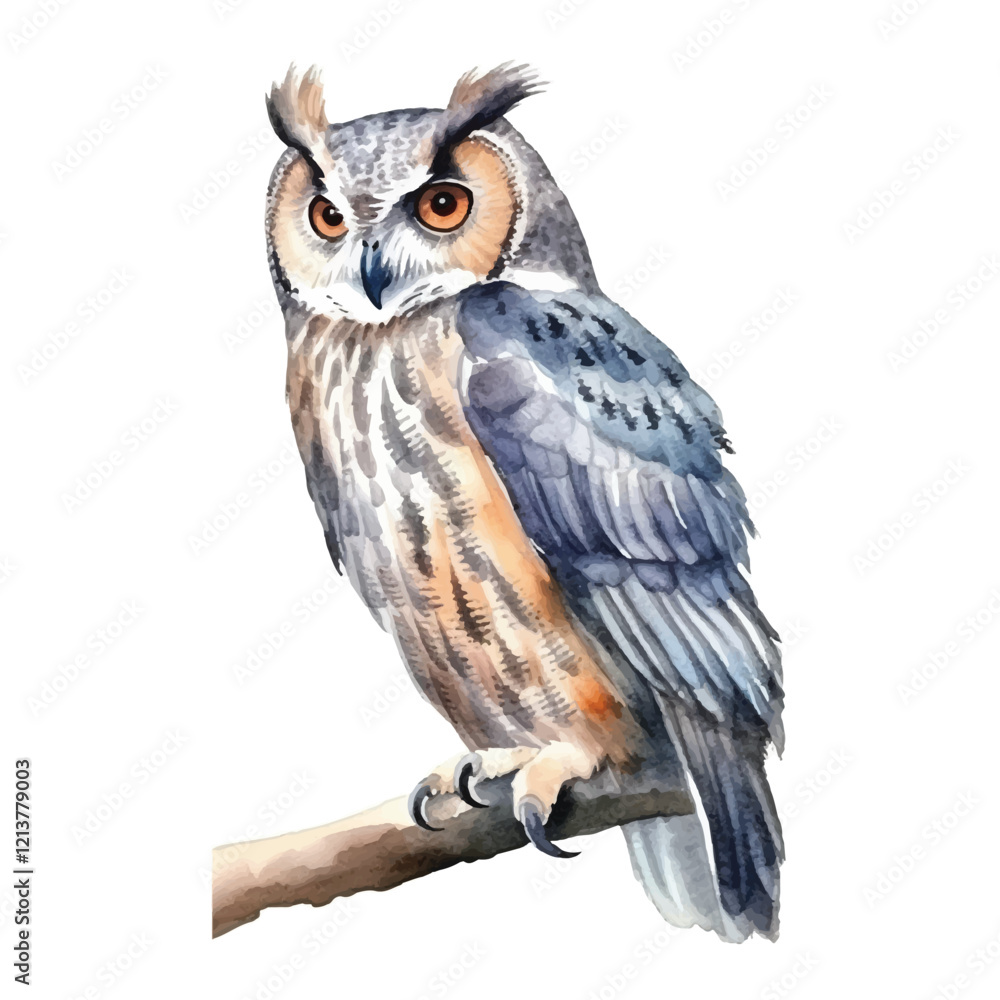Fototapeta premium watercolor Owl isolated white background